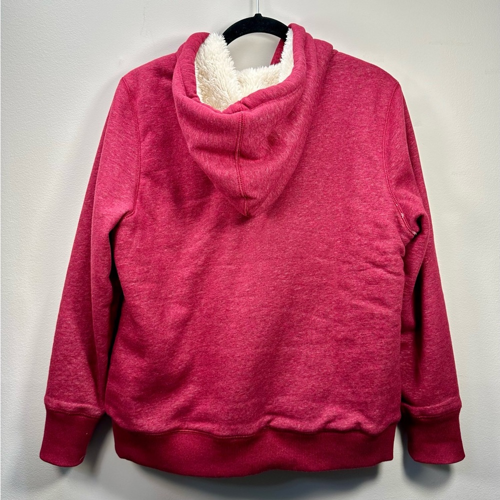L.L. Bean Women's 1912 Sweatshirt, Sherpa Lined Hoodie, Cranberry Medium Petite - Picture 7 of 16